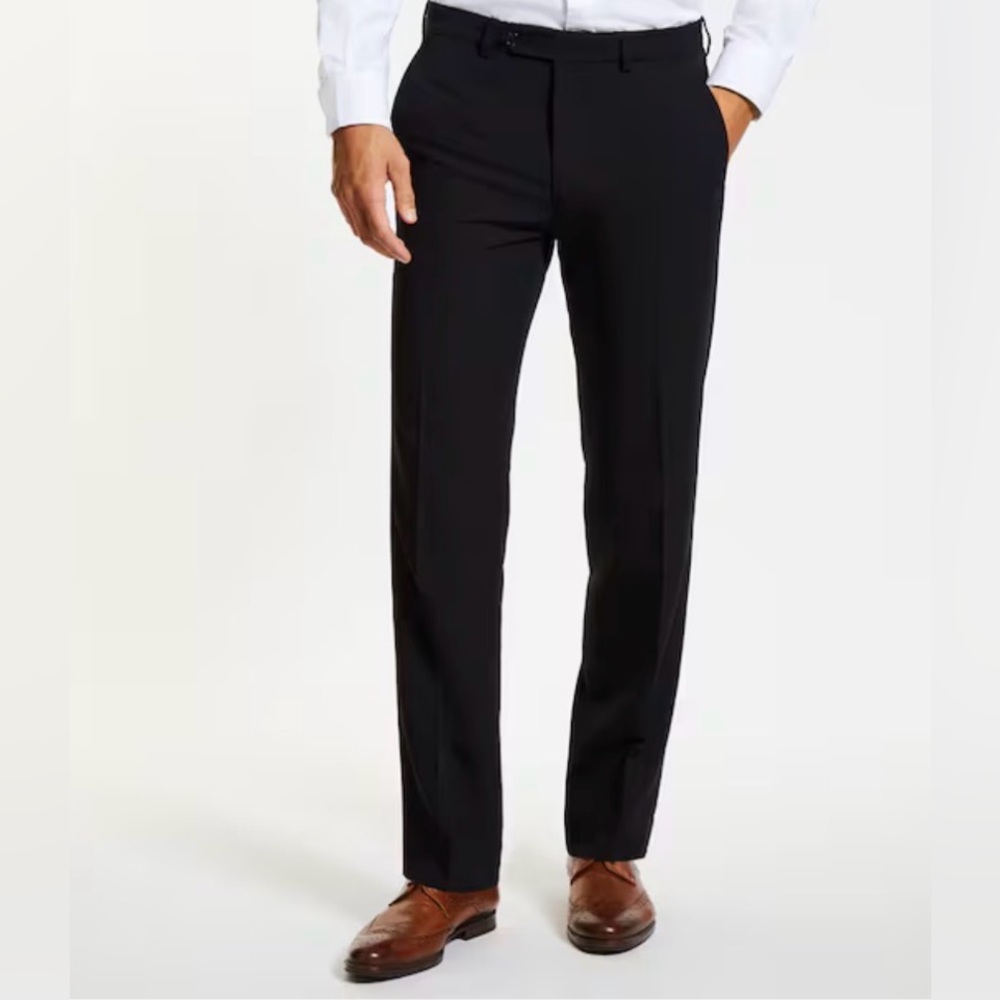 Nautica Men's Classic Flat Front Black Dress Pants Slacks Trousers 38X32 NWT